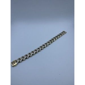 10k Monaco Classic Chain Cuban Bracelet With White Gold Accent 20.3gr 9in